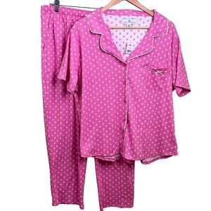 Karen Neuburger Pink Cotton Blend Short Sleeve Pajama Set XXL NWT‎